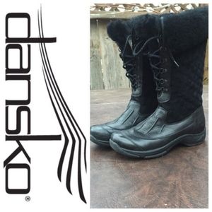 Dansko Kassidy Black Fur Lined Quilted Suede & Leather Winter Boots Size 39